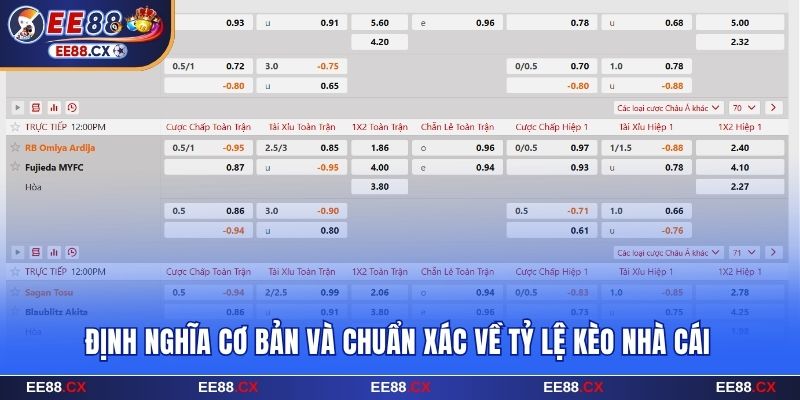 Định nghĩa cơ bản và chuẩn xác về tỷ lệ kèo nhà cái tại EE88